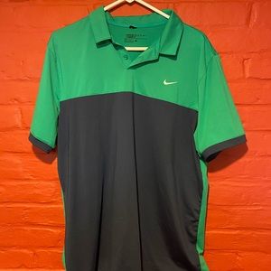 Nike Green & Navy Blue Golf Shirt - L
